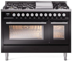 ILVE Professional Plus 48 Inch Dual Fuel Range Burner Top 8 Burners+Fry Top UP48FWMPWHLP