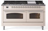 ILVE Nostalgie 60 Inch Dual Fuel Range Burner Top 9 Burners+Fry Top - UP60FNMP