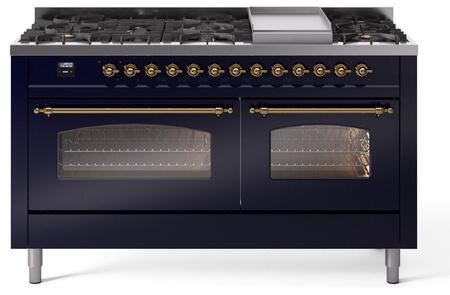 ILVE Nostalgie 60 Inch Dual Fuel Range Burner Top 9 Burners+Fry Top - UP60FNMP