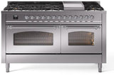 ILVE Nostalgie 60 Inch Dual Fuel Range Burner Top 9 Burners+Fry Top - UP60FNMP
