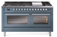 ILVE Professional Plus 60 Inch Dual Fuel Range Burner Top 9 Burners+Fry Top UP60FWMPWHLP