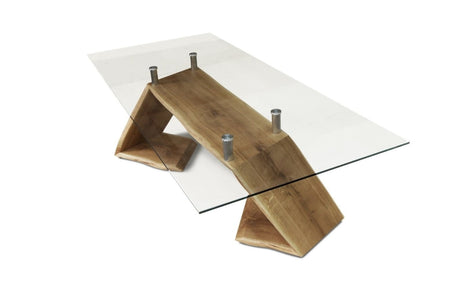 Maxima House Glass Top with Solid wood base Dining Table ZORG