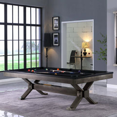 Plank & Hide Axton Steel Pool Table with Free Accessory Kit, Free Steel Cue Rack