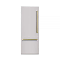 Hallman 30" Built-In Refrigerator 11.5 Cu. Ft. with Interior Filtered Water Dispenser and Bottom Mount Freezer 4.5 Cu. Ft. with Automatic Ice Maker, LH-Hinge Bold Brass Trim