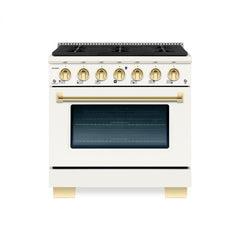 Hallman Bold Series 30" Dual Fuel Freestanding Range with Brass Trim