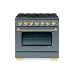 Hallman Bold Series 30" Dual Fuel Freestanding Range with Brass Trim