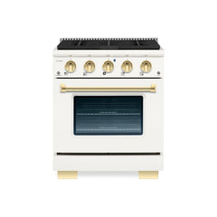 Hallman Bold Series 30" Dual Fuel Freestanding Range with Brass Trim