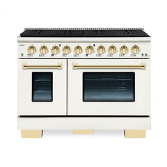 Hallman Bold Series 48" Dual Fuel Freestanding Range with Brass Trim