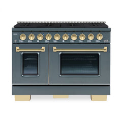 Hallman Bold Series 48" Dual Fuel Freestanding Range with Brass Trim