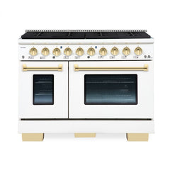 Hallman Bold Series 48" Dual Fuel Freestanding Range with Brass Trim