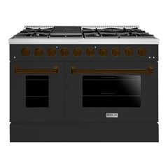 Hallman Bold Series 48" Dual Fuel Freestanding Range with Bronze Trim