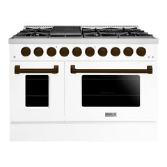 Hallman Bold Series 48" Dual Fuel Freestanding Range with Bronze Trim