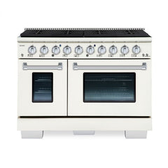 Hallman Bold Series 48" Dual Fuel Freestanding Range with Chrome Trim