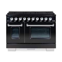 Hallman Bold Series 48" Dual Fuel Freestanding Range with Chrome Trim