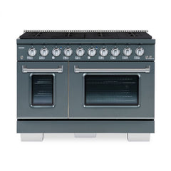 Hallman Bold Series 48" Dual Fuel Freestanding Range with Chrome Trim