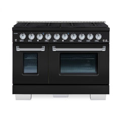 Hallman Bold Series 48" Dual Fuel Freestanding Range with Chrome Trim