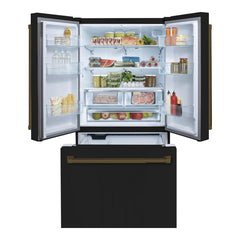 Hallman 36" Freestanding French Door, Counter Depth Refrigerator 14.2 Cu. Ft. with Bottom Freezer 6.1 Cu. Ft. with Automatic Ice Maker with Bold Bronze Handles