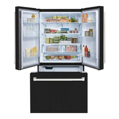 Hallman 36" Freestanding French Door, Counter Depth Refrigerator 14.2 Cu. Ft. with Bottom Freezer 6.1 Cu. Ft. with Automatic Ice Maker with Bold Chrome Handles