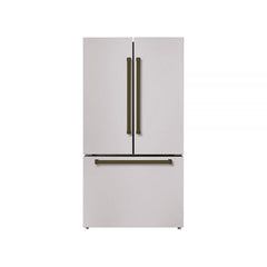 Hallman 36" Freestanding French Door, Counter Depth Refrigerator 14.2 Cu. Ft. with Bottom Freezer 6.1 Cu. Ft. with Automatic Ice Maker with Bold Bronze Handles