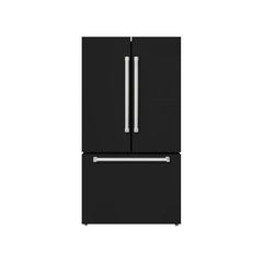 Hallman 36" Freestanding French Door, Counter Depth Refrigerator 14.2 Cu. Ft. with Bottom Freezer 6.1 Cu. Ft. with Automatic Ice Maker with Bold Chrome Handles