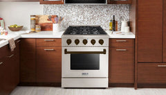 Hallman Bold Series 30" Gas Freestanding Range with Bronze Trim