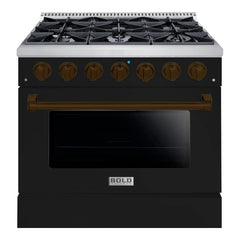 Hallman Bold Series 36" Gas Freestanding Range with Bronze Trim