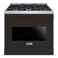 Hallman Bold Series 36" Gas Freestanding Range with Bronze Trim