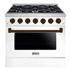 Hallman Bold Series 36" Gas Freestanding Range with Bronze Trim