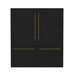 Hallman 72" Built-in, Refrigerator with Interior Filtered Water Dispenser, Bottom Mount Freezer, with Automatic Ice Maker, Classico Bronze Trim