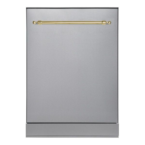 Hallman 24-Inch Dishwasher with Stainless Steel Metal Spray Arms (not plastic) with Classico Brass handle