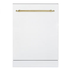 Hallman 24-Inch Dishwasher with Stainless Steel Metal Spray Arms (not plastic) with Classico Brass handle