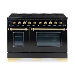 Hallman Classico Series 48" Dual Fuel Freestanding Range with Bronze Trim