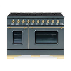 Hallman Classico Series 48" Dual Fuel Freestanding Range with Bronze Trim