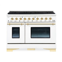 Hallman Classico Series 48" Dual Fuel Freestanding Range with Bronze Trim