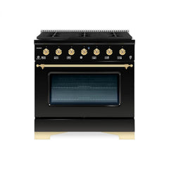 Hallman Classico Series 36" Dual Fuel Freestanding Range with Bronze Trim