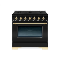 Hallman Classico Series 36" Dual Fuel Freestanding Range with Bronze Trim