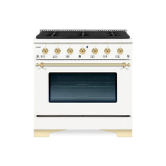 Hallman Classico Series 36" Dual Fuel Freestanding Range with Bronze Trim