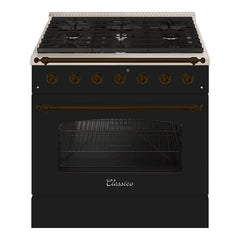 Hallman Classico Series 36" Gas Freestanding Range with Bronze Trim