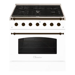 Hallman Classico Series 36" Gas Freestanding Range with Bronze Trim