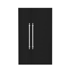 Hallman 48 in. 25.2 Cu. Ft. Counter-Depth Built-in Side-by-Side Refrigerator with Classico Chrome Handles