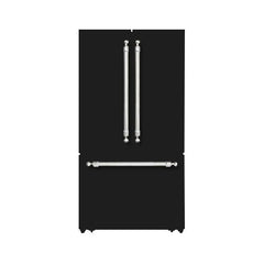 Hallman 36" Freestanding French Door, Counter Depth Refrigerator 14.2 Cu. Ft. with Bottom Freezer 6.1 Cu. Ft. with Automatic Ice Maker with Classico Chrome Handles