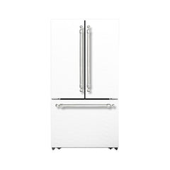 Hallman 36" Freestanding French Door, Counter Depth Refrigerator 14.2 Cu. Ft. with Bottom Freezer 6.1 Cu. Ft. with Automatic Ice Maker with Classico Chrome Handles