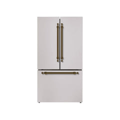 Hallman 36" Freestanding French Door, Counter Depth Refrigerator 14.2 Cu. Ft. with Bottom Freezer 6.1 Cu. Ft. with Automatic Ice Maker with Classico Bronze Handles