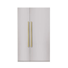 Hallman 48 in. 25.2 Cu. Ft. Counter-Depth Built-in Side-by-Side Refrigerator with Bold Brass Handles