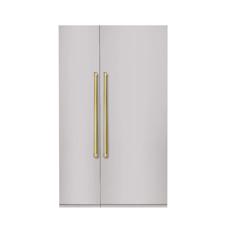 Hallman 48 in. 25.2 Cu. Ft. Counter-Depth Built-in Side-by-Side Refrigerator with Bold Brass Handles