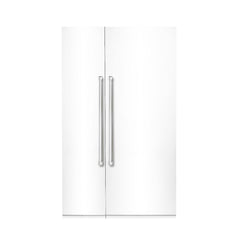 Hallman 48 in. 25.2 Cu. Ft. Counter-Depth Built-in Side-by-Side Refrigerator with Bold Chrome Handles