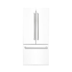 Hallman 36" Built-In French Door Refrigerator 19.5 Cu. Ft. with Interior Filtered Water Dispenser and Bottom Mounted Freezer with Automatic Ice Maker, Bold Chrome Trim