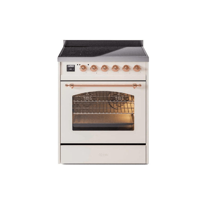 ILVE 30" Nostalgie II Series Freestanding Electric Double Oven Range with 5 Elements, Triple Glass Cool Door, Convection Oven, TFT Oven Control Display and Child Lock - UPI304NMP