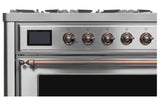ILVE 36 Inch Majestic II Series Dual Fuel Natural Gas Range with 6 Burners and Griddle with 3.5 cu. ft. Oven Capacity TFT Oven Control Display - UM09FDNS3