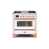 ILVE 36 Inch Majestic II Series Dual Fuel Natural Gas Range with 6 Burners and Griddle with 3.5 cu. ft. Oven Capacity TFT Oven Control Display - UM09FDNS3